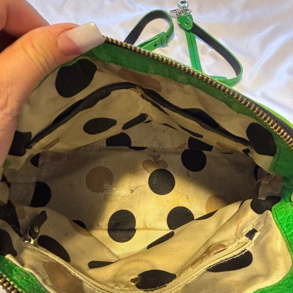 Kate Spade Green Black Colorblock Pebbled Leather‎ Dome Satchel Handbag